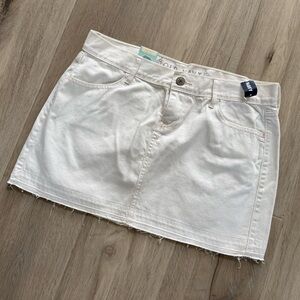 Old Navy White Denim Mini Skirt with Frayed Hem